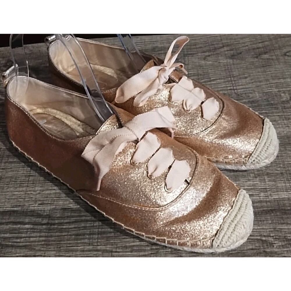 New Coach Ramira Women's Gold Glitter Espadrille Flat Shoe size 10 MSRP $134.00